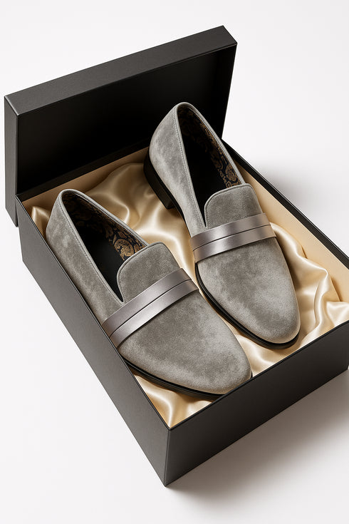 Uptown Hustle in Silver Sleek Velvet Loafers