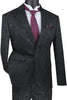 Men's Slim Fit Shiny Paisley Prom & Wedding Suit In Black
