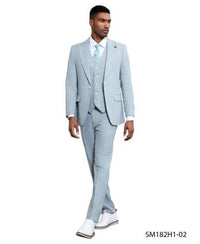 Stacy Adams Men's 3 Piece Windowpane Suit - Hybrid Fit