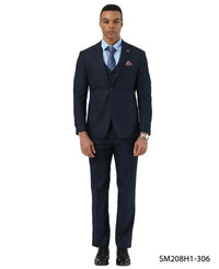 Stacy Adams Men's 3 Piece Hybrid Fit Suit - Crosshatch Pattern