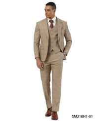 Stacy Adams Men's 3 Piece Hybrid Fit Suit - Subtle Textured Pattern