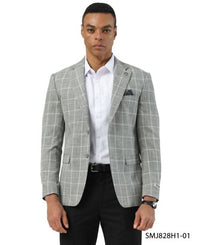 Stacy Adams Men's Hybrid Fit Sport Coat - Textured Windowpane Pattern