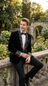 Men’s Smoking Jacket Black and Gold Embroidered Tuxedo Blazer – Luxury Velvet Formal Dinner Jacket with Paisley Lapel