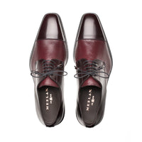 Mezlan Soka Calfskin & Deerskin Cap Toe Shoes Burgundy (15089)