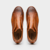 Zelli Spettacolare Pebble Grain Slip-On Sneaker in Cognac