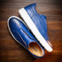 Zelli Spettacolare Pebble Grain Calfskin & Suede Slip-On Sneaker in Navy