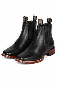 Square Toe Ankle Boots Black