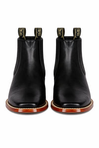 Square Toe Ankle Boots Black