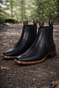 Square Toe Ankle Boots Black