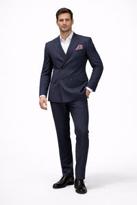 Boys Double Breasted Gangster Pinstripe Suit in Navy