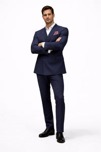 Boys Double Breasted Gangster Pinstripe Suit in Navy