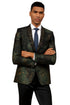 Men's Stacy Adam's Designer Prom & Wedding Tuxedo Jacket In Green & Gold Floral Paisley
