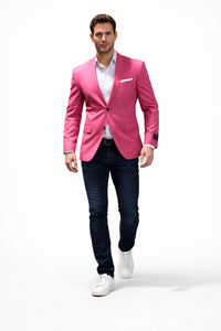 Stage Party Bright Men's Sport Coat Unique Fashion Designer Men's Dress Blazers Sale Vented Hot Pink