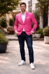 Stage Party Bright Men's Sport Coat Unique Fashion Designer Men's Dress Blazers Sale Vented Hot Pink