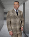 Statement Double Breasted Wool Suit Brown Plaid Mens Modern Fit Milan