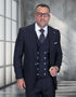 Statement Mens Big and Tall 3 Piece 100% Super 200s Wool Suit – Classic Fit Woven Texture, Wide Leg Pants