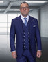 Statement Mens Big and Tall 3 Piece 100% Super 200s Wool Suit – Classic Fit Woven Texture, Wide Leg Pants
