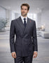 Statement Mens Modern Fit 2 Piece 100% Super 200s Wool Pinstripe Suit – Double Breasted Peak Lapel