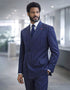 Statement Mens Modern Fit 2 Piece 100% Super 200s Wool Pinstripe Suit – Double Breasted Peak Lapel