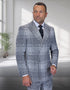 Statement Mens Modern Fit 2 Piece 100% Super 200s Wool Plaid Suit – Double Breasted Peak Lapel Jacket