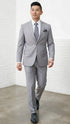 Statement Mens Modern Fit 2 Piece 100% Super 200s Wool Suit – Solid Colors, Notch Lapel Jacket