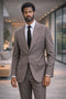Statement Mens Modern Fit 2 Piece 100% Super 200s Wool Suit – Peak Lapel with Pick Stitching