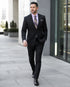 Statement Mens Modern Fit 2 Piece 100% Super 200s Wool Suit – Solid Colors, Notch Lapel Jacket