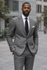 Statement Mens Modern Fit 2 Piece 100% Wool Glen Plaid Suit – Single Breasted Notch Lapel Jacket