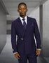 Statement Mens Modern Fit 2 Piece 100% Wool Suit – Double Breasted Jacket with Metal Buckle Closure