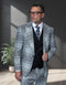 Statement Mens Modern Fit 3 Piece 100% Super 200s Wool Plaid Suit – Peak Lapel, Double Breasted Vest