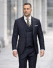 Statement Mens Modern Fit 3 Piece 100% Super 200s Wool Suit – Various Patterns, Double Breasted Vest