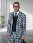 Statement Mens Modern Fit 3 Piece 100% Wool Checker Suit – Unique Pattern, Peak Lapel, Double Breasted Vest