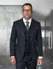 Statement Mens Modern Fit 3 Piece 100% Wool Checker Suit – Unique Pattern, Peak Lapel, Double Breasted Vest
