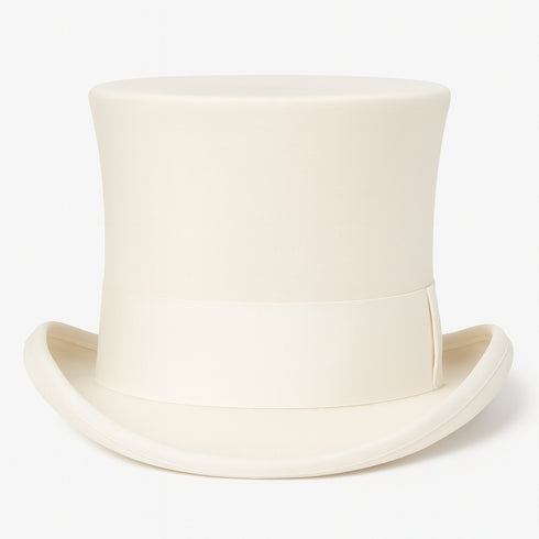 Victorian Steampunk Top Hat - 1800 19th Century - Dressy Loden Felt Top White Hat