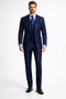 Mens Peak Lapel Modern Fit - No Pleated Pants Designer Brand Navy 3 Piece Vested Suit