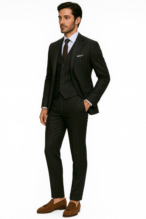 Mens 2 button Gangster Pinstripe Suit