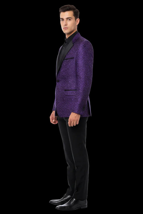 Alberto Nardoni Purple Notch Lapel Floral Sportcoat