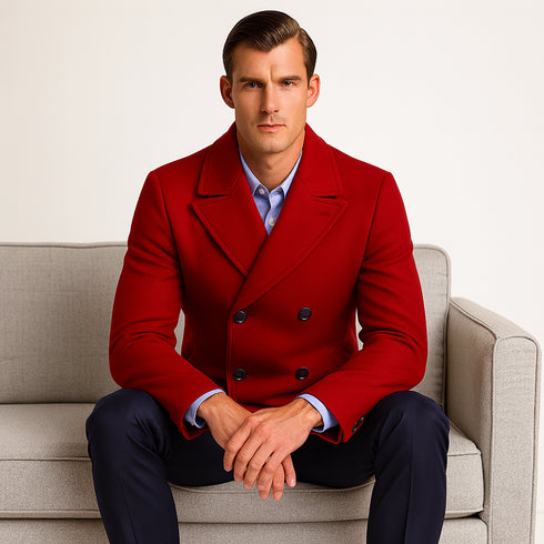 Mens Peacoat Wool double breasted Style Coat