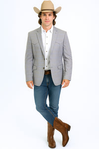 Western Blazer - Saco Para Hombre - Mens Double Button Western Grey Blazer