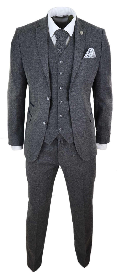 Classic Grey Wool Suit for Men – Sharp Tailored Formal Ensemble