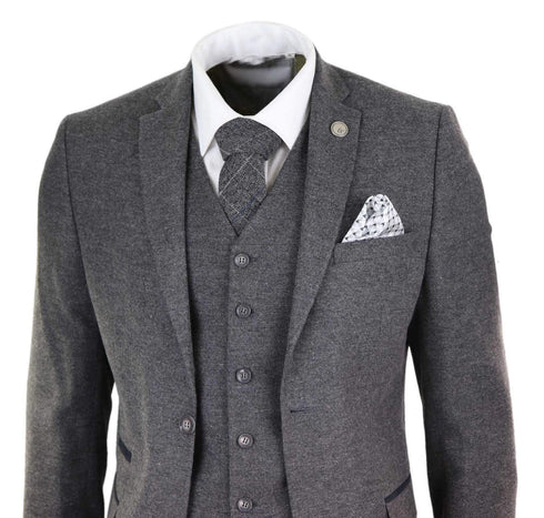 Classic Grey Wool Suit for Men – Sharp Tailored Formal Ensemble