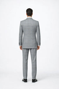 Suits With Baggy Pleated Pants - Wide Leg Pants 100% Wool - Classic Fit in Black and White Plaid Color by Rossiman