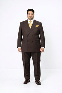 Suits With Baggy Pleated Pants - Wide Leg Pants 100% Wool - Classic Fit in Brown Color by Rossiman