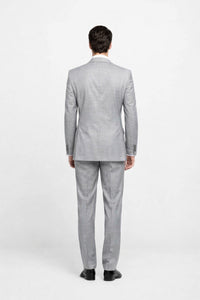 Suits With Baggy Pleated Pants - Wide Leg Pants 100% Wool - Classic Fit in Grey Color by Rossiman