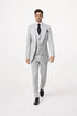 Suits With Baggy Pleated Pants - Wide Leg Pants 100% Wool - Classic Fit in Grey One Button 3 Piece Suit by Rossiman