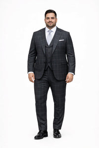 Suits With Baggy Pleated Pants - Wide Leg Pants 100% Wool - Classic Fit in Navy by Rossiman