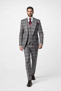 Suits With Baggy Pleated Pants - Wide Leg Pants 100% Wool - Classic Fit Single Breast Lapel Vest by Rossiman