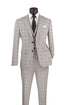 Vinci Men's 3-Piece Fit Glen Plaid Suit