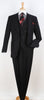 Mens Black Suit With Pleated Pants - Semi Wide Leg 100% Wool Super 150's Big Peak Lapel Classic Fit Athletic Cut With Double breasted Vest
