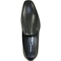 Bravo Mens Classic Plain Toe Slip on Loafer Dress Shoe in Black
